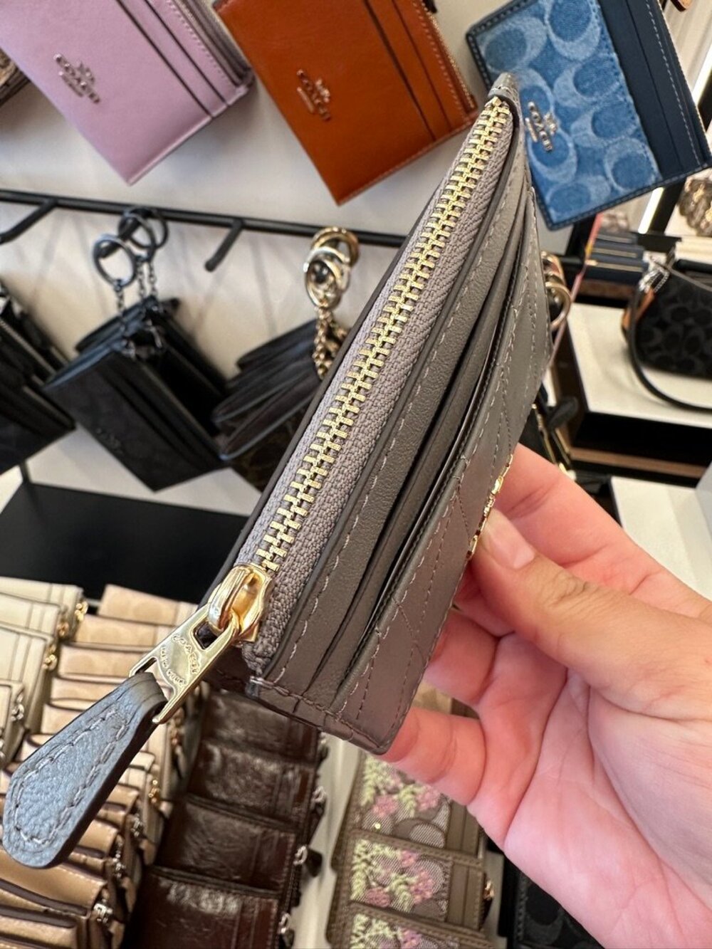 NWT! Coach CEX22 Mini Skinny ID Case With Quilting Nappa Leather/Im/Slate - Picture 4 of 9